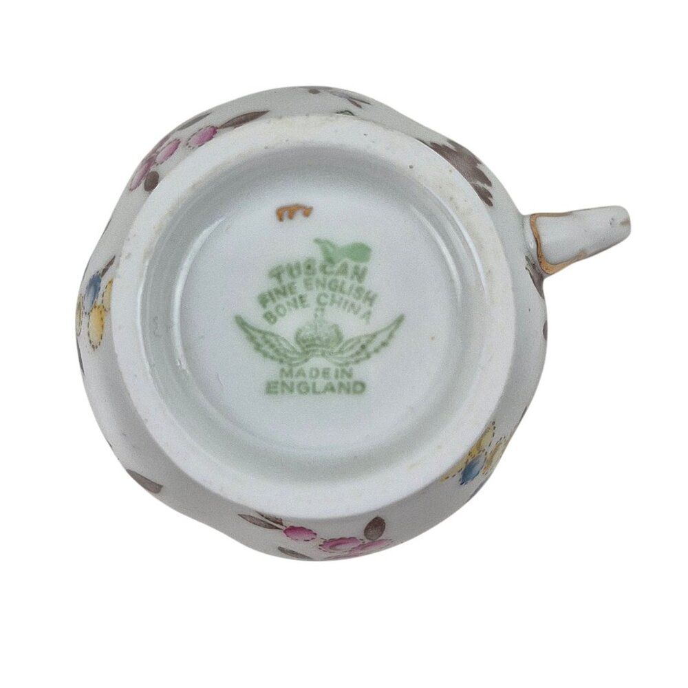 Tuscan Creamer And Sugar Bowl Set Bone China England Floral Gold Trim Vintage - Picture 9 of 10